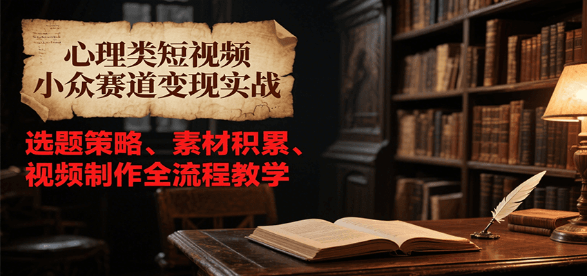 心理类短视频小众赛道变现实战，选题策略、素材积累、视频制作全流程教学优创云网-专注分享网络创业项目落地实操课程 – 全网首发_高质量创业项目输出优创云网
