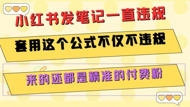 小红书发笔记一直违规，套用这个公式不仅不违规，来的还都是精准的付费粉优创云网-专注分享网络创业项目落地实操课程 – 全网首发_高质量创业项目输出优创云网