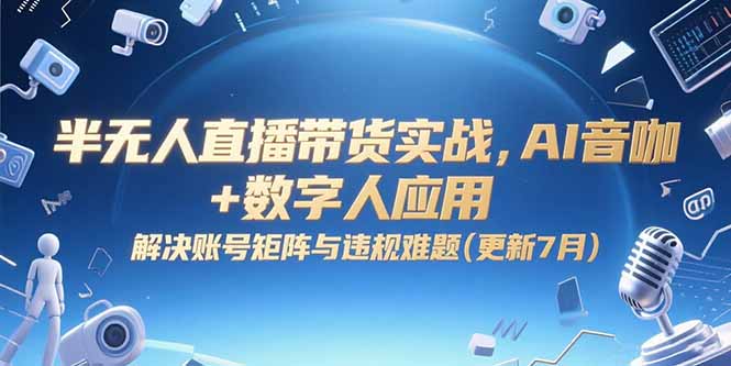 半无人直播带货实战，AI音咖+数字人应用 解决账号矩阵与违规难题(更新7月优创云网-专注分享网络创业项目落地实操课程 – 全网首发_高质量创业项目输出优创云网