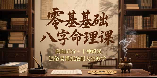 零基础八字命理课，阴阳五行+十神解读，通俗易懂拒绝假大空教学优创云网-专注分享网络创业项目落地实操课程 – 全网首发_高质量创业项目输出优创云网