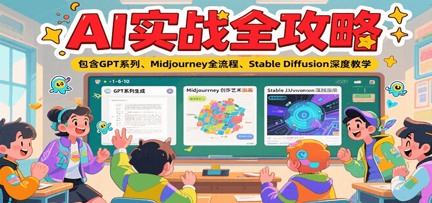 AI实战全攻略，包含GPT系列、Midjourney全流程、Stable Diffusion深度教学优创云网-专注分享网络创业项目落地实操课程 – 全网首发_高质量创业项目输出优创云网