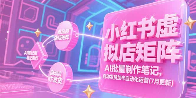 小红书虚拟店矩阵，AI批量制作笔记，自动发货加半自动化运营(7月更新优创云网-专注分享网络创业项目落地实操课程 – 全网首发_高质量创业项目输出优创云网