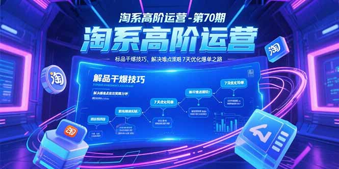 淘系高阶运营-第70期，标品干爆技巧，解决难点策略，大佬操盘方法优创云网-专注分享网络创业项目落地实操课程 – 全网首发_高质量创业项目输出优创云网