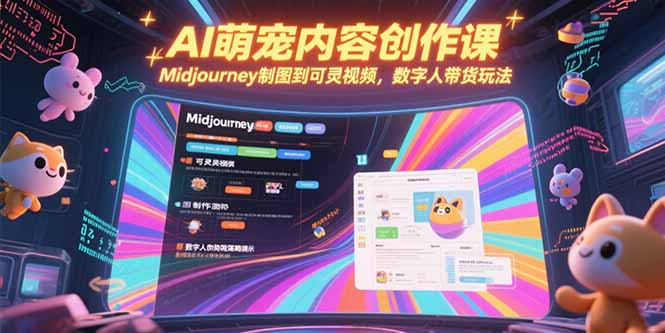 AI萌宠内容创作课，Midjourney制图到可灵视频，数字人带货玩法优创云网-专注分享网络创业项目落地实操课程 – 全网首发_高质量创业项目输出优创云网