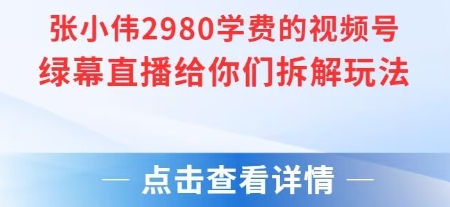 张小伟2980付费额视频号绿幕直播给你们拆解玩法优创云网-专注分享网络创业项目落地实操课程 – 全网首发_高质量创业项目输出优创云网