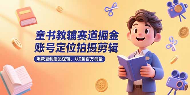 童书教辅赛道掘金，账号定位拍摄剪辑，爆款复制选品逻辑，从0到百万销量优创云网-专注分享网络创业项目落地实操课程 – 全网首发_高质量创业项目输出优创云网
