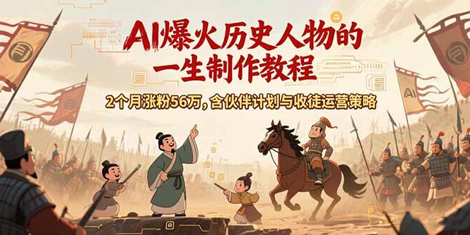 AI历史人物赛道课程，2个月涨粉56万，含伙伴计划与收徒运营策略优创云网-专注分享网络创业项目落地实操课程 – 全网首发_高质量创业项目输出优创云网