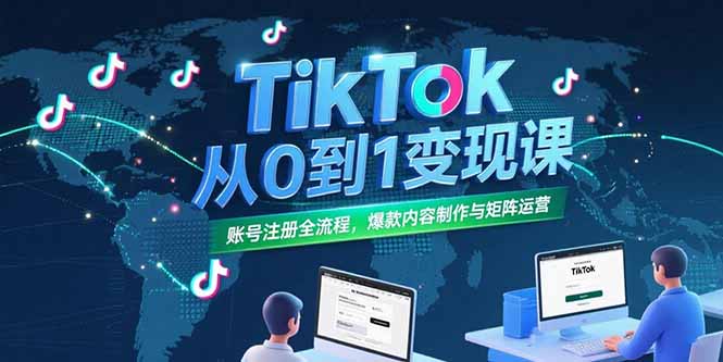 TikTok从0到1变现课，账号注册全流程，爆款内容制作与矩阵运营优创云网-专注分享网络创业项目落地实操课程 – 全网首发_高质量创业项目输出优创云网