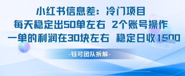 小红书信息差冷门项目一单利润30块每天稳定1.5k左右2个账号操作优创云网-专注分享网络创业项目落地实操课程 – 全网首发_高质量创业项目输出优创云网