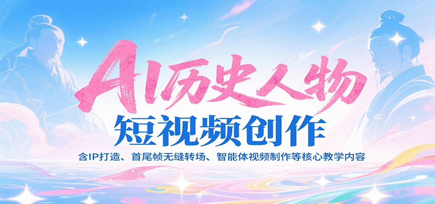AI历史人物短视频创作，含IP打造、首尾帧无缝转场、智能体视频制作等核心教学内容优创云网-专注分享网络创业项目落地实操课程 – 全网首发_高质量创业项目输出优创云网
