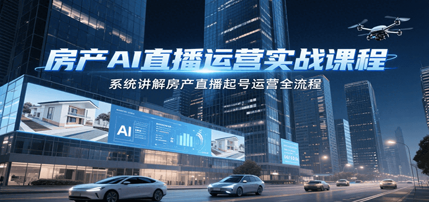 房产AI直播运营实战课程，系统讲解房产直播起号运营全流程优创云网-专注分享网络创业项目落地实操课程 – 全网首发_高质量创业项目输出优创云网