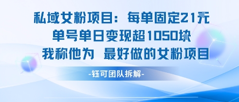 私域女粉项目：每单固定21块，单日变现超1k+，最好做的女粉项目优创云网-专注分享网络创业项目落地实操课程 – 全网首发_高质量创业项目输出优创云网