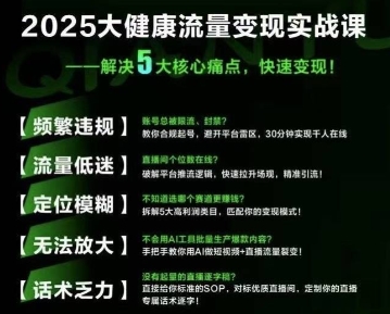 大健康流量全域新增长8.0，三月底线下课视频，大健康万亿蓝海，从类目突围到模式迭代优创云网-专注分享网络创业项目落地实操课程 – 全网首发_高质量创业项目输出优创云网