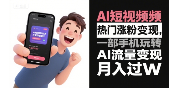 AI短视频热门涨粉变现，一部手机玩转AI流量变现，月入过W优创云网-专注分享网络创业项目落地实操课程 – 全网首发_高质量创业项目输出优创云网