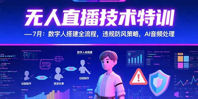 无人直播技术特训-7月：数字人搭建全流程，违规防风策略，AI音频处理优创云网-专注分享网络创业项目落地实操课程 – 全网首发_高质量创业项目输出优创云网