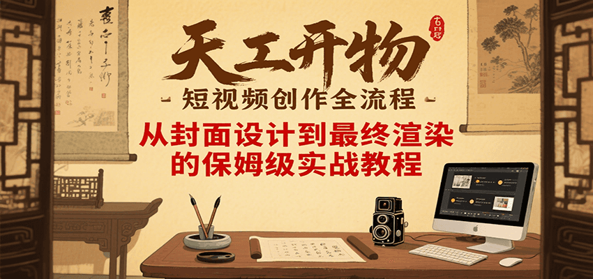 天工开物短视频创作全流程，从封面设计到最终渲染的保姆级实战教程优创云网-专注分享网络创业项目落地实操课程 – 全网首发_高质量创业项目输出优创云网