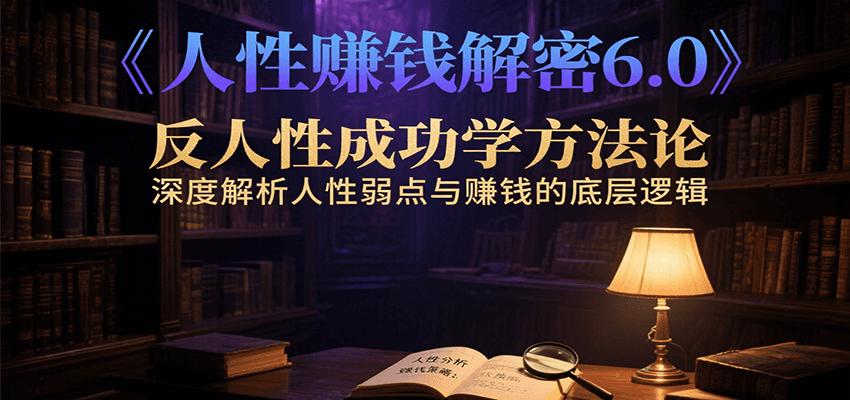 人性赚钱解密6.0，反人性成功学方法论，深度解析人性弱点与赚钱的底层逻辑优创云网-专注分享网络创业项目落地实操课程 – 全网首发_高质量创业项目输出优创云网