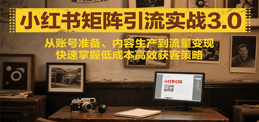 小红书矩阵引流3.0，从账号准备、内容生产到流量变现，快速掌握低成本高效获客策略优创云网-专注分享网络创业项目落地实操课程 – 全网首发_高质量创业项目输出优创云网