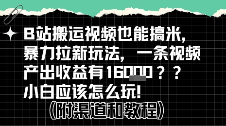 b站掘金计划？搬运视频也能挣拉新的收益，小白应该怎么玩！优创云网-专注分享网络创业项目落地实操课程 – 全网首发_高质量创业项目输出优创云网