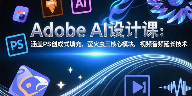 Adobe AI设计课：涵盖PS创成式填充，萤火虫三核心模块，视频音频延长技术优创云网-专注分享网络创业项目落地实操课程 – 全网首发_高质量创业项目输出优创云网
