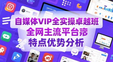自媒体VIP全实操卓越班，全网主流平台特点优势分析优创云网-专注分享网络创业项目落地实操课程 – 全网首发_高质量创业项目输出优创云网
