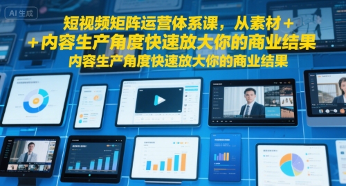 短视频矩阵运营体系课，从素材+内容生产角度快速放大你的商业结果优创云网-专注分享网络创业项目落地实操课程 – 全网首发_高质量创业项目输出优创云网